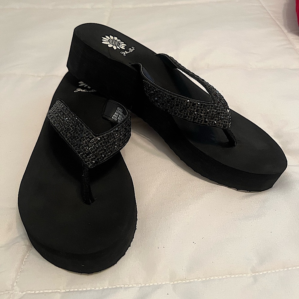 Yellow Box Wedge Flip Flops Women’s size 8.5